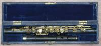 Ebonite flute with gold plated silver keywork, signed 
