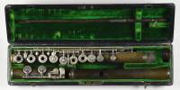 Ebonite Boehm system flute, Rockstro's model with silver keywork, signed 