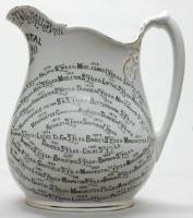 Glazed pottery commemorative jug, inscribed 